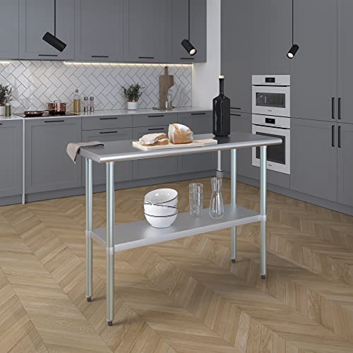 AmGood 18 in. x 48 in. Stainless Steel Work Table | Metal Kitchen Food Prep Table | NSF - size: 48 in. Long x 18 in. Deep without Wheels