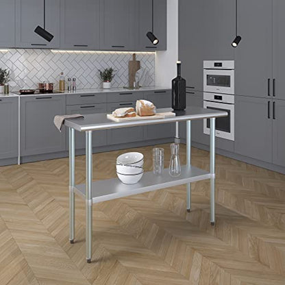 AmGood 18 in. x 48 in. Stainless Steel Work Table | Metal Kitchen Food Prep Table | NSF - size: 48 in. Long x 18 in. Deep without Wheels