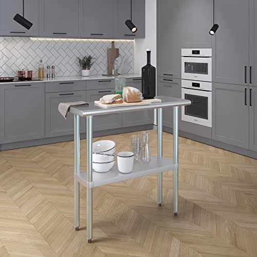AmGood 14 in. x 36 in. Stainless Steel Work Table | Metal Kitchen Food Prep Table | NSF - size: 36 in. Long x 14 in. Deep without Wheels