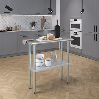AmGood 14 in. x 36 in. Stainless Steel Work Table | Metal Kitchen Food Prep Table | NSF - size: 36 in. Long x 14 in. Deep without Wheels