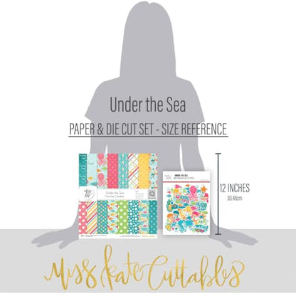 Die Cuts & Paper Set - Under the Sea - By Miss Kate Cuttables - 16 Sheets of 12"x12" Specialty Paper & Over 60 Coordinating Die Cuts - Exclusive Original Matching Set