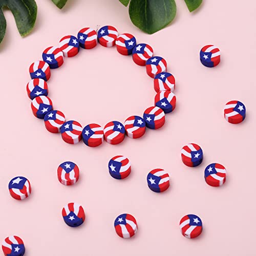 100pcs Flag Clay Beads for Jewelry Making, Polymer Clay Spacer Beads for DIY Craft Bracelet Necklace (Flag) - color: Flag