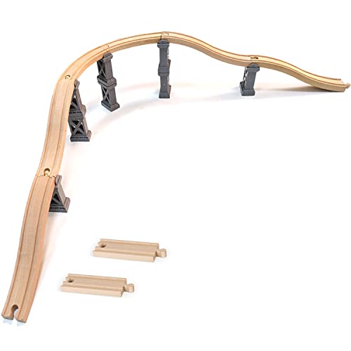 Wooden Train Bridges, Viaduct Bridge, Wooden Train Track Accessories, Wood Train Tracks, Train Tracks Compatible with All Major Brands - style: Viaduct Bridge