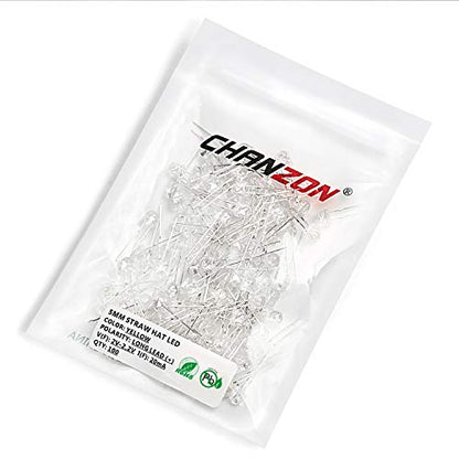 CHANZON 100 pcs 5mm Yellow Straw Hat LED Diode Lights (DC 2V 20mA) - color: E) Yellow (100pcs)