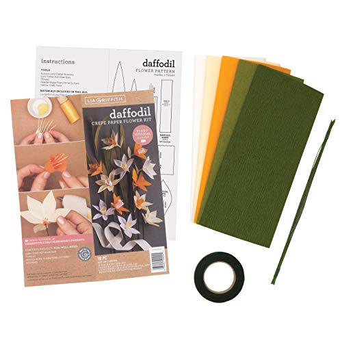 Lia Griffith Crepe Paper Flower Kit, Daffodil Flowers, Assorted Sizes, Assorted Colors, 18 Pieces - style: Daffodil Flowers
