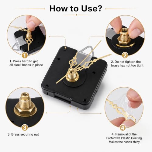 Clock Mechanism Replacement Kit, 3 Pcs Silent Clock Movement with 7 Different Pairs of Hands, Clocks Hands Replacement Parts for DIY Craft Quartz Battery Operated Clocks Repair(Shaft 16mm, 20mm, 23mm) - color: Black and Green