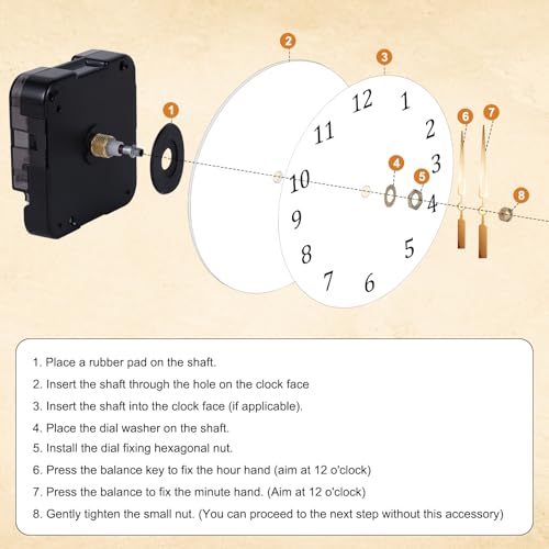 BOXOB Quartz Clock 12888 Movement Replacement, Black Wall Clock Mechanism Replacement Clock Motor Battery Operated Wall Clock Repair Parts Kit Without Second Hand & DIY - size: Thread length 5/16 inches