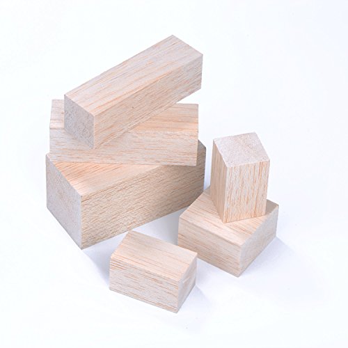 Sumind 12 Pcs Balsa Wood Blocks, 4 Sizes Carving Wooden Blocks