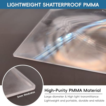 Six Seasons Large Fresnel Lens 300 x 300mm, PMMA Lens 600mm Focal Length Magnifying Sheet for Solar Oven, Solar Heating & Physics Experiment - size: 600mm Focal Length