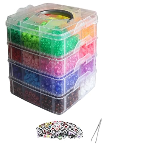 LIS HEGENSA 24Color 4300PCS Kandi Pony Beads Bracelets Jewelry Making Kits - size: 24 Color(4300PCS)