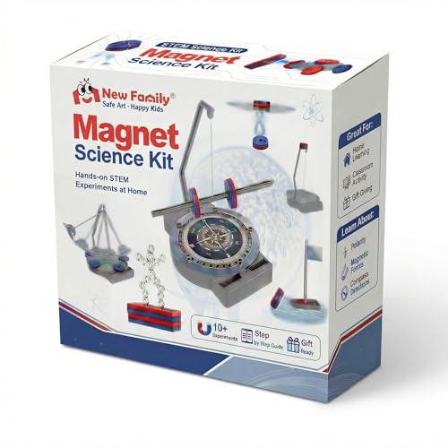 NewFamily Magnetic Science Kit for Kids, 12-in-1 STEM Physics Experiment Kit, Hands-On Magnetism Learning Toy, Ages 6 7 8 9 10 11 12