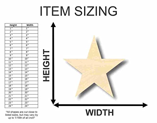 Unfinished Wood Star Shape | DIY Celestial Craft Cutout | Up to 36" 5" / 1/8" - size: 5", style: 1/8" Thick Wood