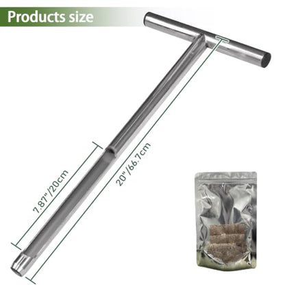 Soil Probe 20 Inch with 2 Bags, Soil Sample Probe for Lawn House Plants, T-Handle Soil Sampler Probe Rod, Stainless Steel Soil Test Kits Tool for Soil Sampling - size: 20"