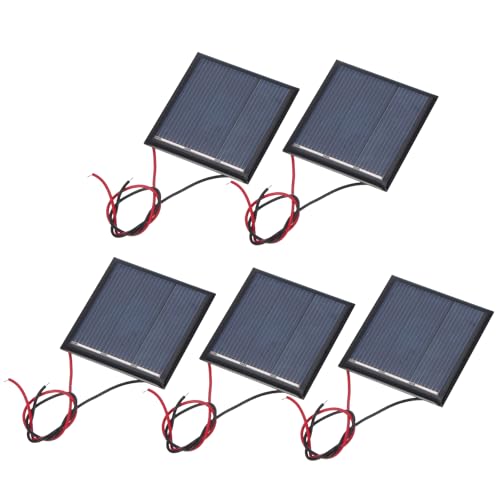 MECCANIXITY 5 Pcs 1.5V 0.225W 150mA Mini Solar Panels, Small Polycrystalline Solar Cell Panel with 2 Cable for DIY Electric Toy Materials Kits Charger, 45mm x 45mm - style: 1.5V 0.225W 150mA