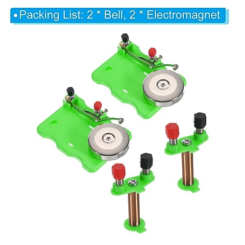 PATIKIL Physical Experiment Set, 2 Set Electric Bell Magnetism Experiment Kits Electromagnet Labs Induction for Educational Learning Teaching, Green