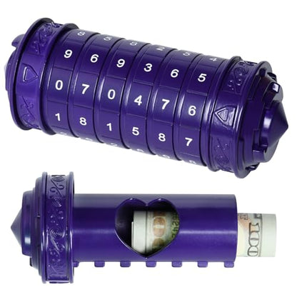 CoEjokno Da Vinci Code Numeric Cryptex Money Puzzle Box for Cash Gift, Jewelry Box with Hidden Compartment, Unique Puzzle Gift for Adults Brain Teaser Valentine’s Day Wedding & Anniversary Present - color: Purple