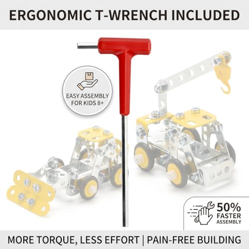 Erector Set for Boys Age 8-12,4 Mini Metal Model Set for Kids,330 PCS STEM Construction Toys,Engineering Building Set with Crane,Forklift,Bulldozer,Fire Truck-DIY STEM Educational Gift for Boys&Teens