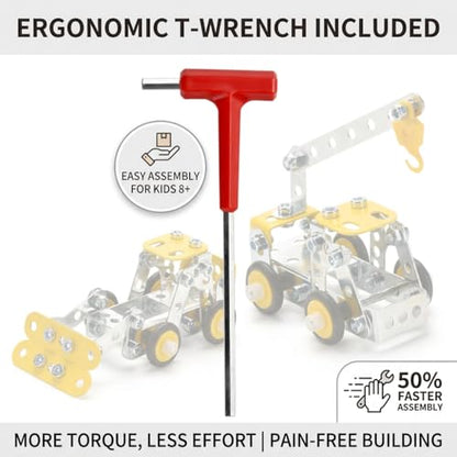 Erector Set for Boys Age 8-12,4 Mini Metal Model Set for Kids,330 PCS STEM Construction Toys,Engineering Building Set with Crane,Forklift,Bulldozer,Fire Truck-DIY STEM Educational Gift for Boys&Teens
