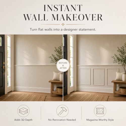 Pre-Cut Paintable Wall Molding Kit, 3 Set Accent Wall Panels (24"x 32") - size: 24"x 32"