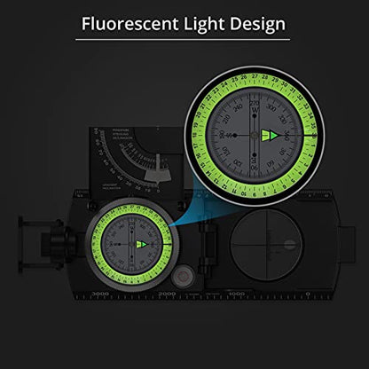 Proster Lensatic Sighting Compass IP65 Waterproof with Clinometer Bag - color: Black Compass