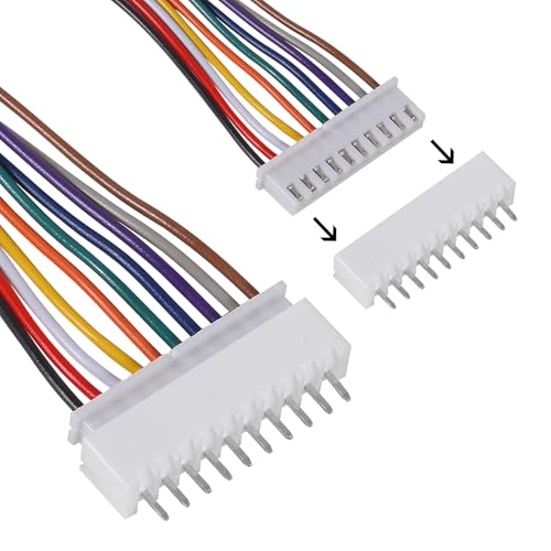 ACEIRMC 10Pairs JST-XH Connector Kit, XH 2.54mm 10 Pin Header Male and Female Connectors Plug Adapter with Flat Wire Cable 200mm 26AWG Compatible with JST XH (10P) - color: 10P