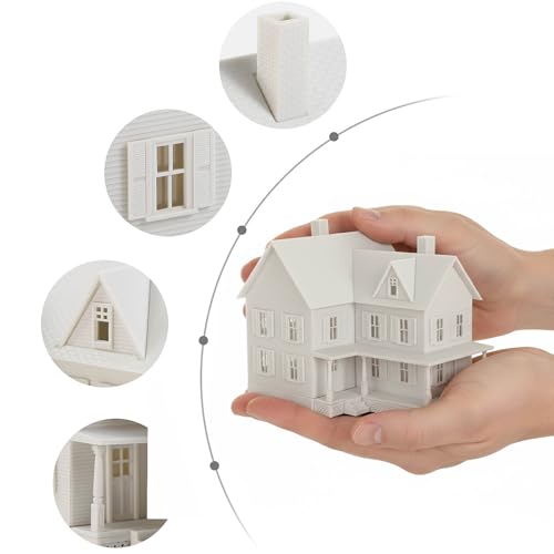 HO Scale Model Blank Village Two-Story House Kit Unassembled Christmas Building for Model Railroad (JZHO6879JJ)