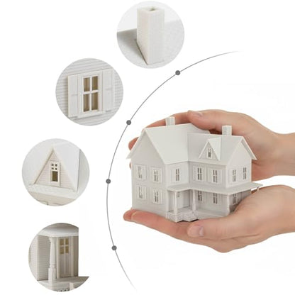 HO Scale Model Blank Village Two-Story House Kit Unassembled Christmas Building for Model Railroad (JZHO6879JJ)