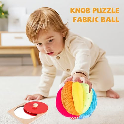 Adena Montessori Play Kit: Knob Puzzle & Fabric Ball, 6-12m