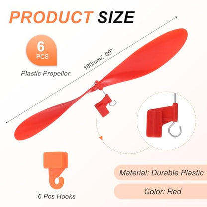 MECCANIXITY Plastic Propeller, Propeller Props Blade Helicopter Kit 7" Fold Resistant with Hooks for STEM Activities Powered Airplanes DIY Science(Red, Pack of 6) - color: Red, size: 7"