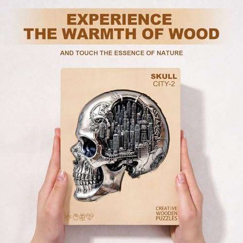 City Skull Puzzles Adults Gifts Wooden 175 Pieces 11.4 * 10.5in - color: City Skull, size: Medium