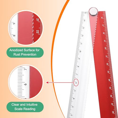 HARFINGTON 2pcs Folding Straight Ruler 30cm Metric Aluminum Alloy Protractor Foldable Angle Ruler Geometric Measuring Tool for Architects Artists Office, Red/Blue - color: Red/Blue