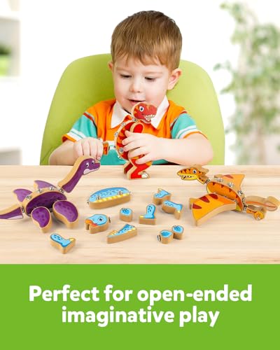 Coogam Dinosaur Snap Together Building Toys, Wooden Take Apart Dinosaur - style: Dinosaur