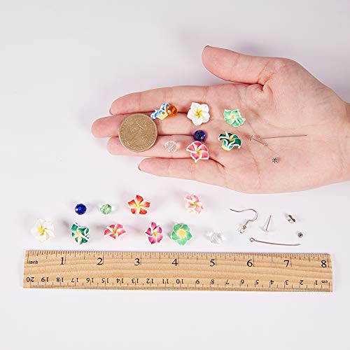 SUNNYCLUE 1 Box DIY 16 Pairs Polymer Clay 3D Flower Stud Earrings Making Kits Flower Spacer Loose Beads Floral Spacer Charms with Earring Hooks and Blank Peg Ear Stud Adult Women, Instruction