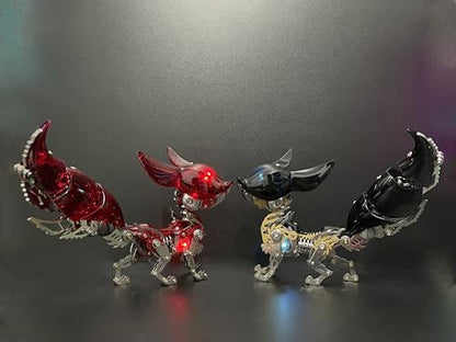 Mechanical Fox Model Kit | 3D Metal Puzzle for Adults | Articulated Alloy and Steel Construction | Movable Joints | LED Light | DIY Assembly Model | Display Ornament and Gift (Red) - color: Red