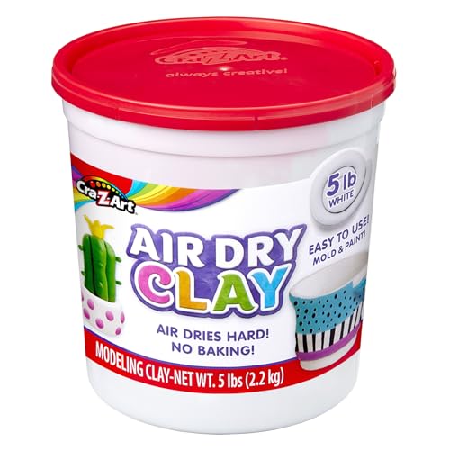 Cra-Z-Art Air Dry Clay - 5lb Bucket Natural White Modeling Clay, Perfect for Sculpting, School Projects, Bulk Class Supplies for Teachers, Day Cares, Camps, Essential for School