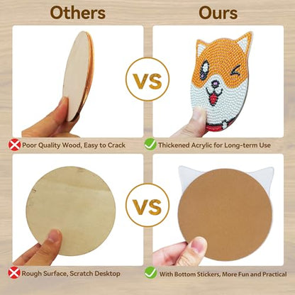Vcekract 6 Pcs Dog Diamond Art Coasters Kit for Adults - color: Dog Coasters