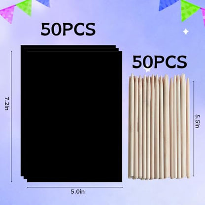 ZMLM 100Pcs Rainbow Scratch Paper Art Gifts, Arts and Crafts for Kids Toys - color: Blue, size: 7.2 x 5 inch