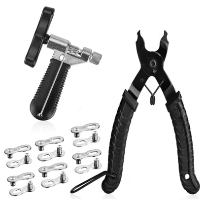 Bike Chain Repair Tool Kit with Link Pliers, Chain Breaker Splitter and 6 Pairs Missing Links for Shimano, SRAM and KMC Compatible 7-11 Speed and Single Speed Bicycle Chains