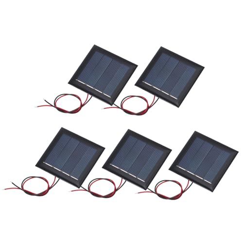MECCANIXITY 5 Pcs 2V 0.26W 130mA Mini Solar Panels, Small Polycrystalline Solar Cell Panel with 2 Cable for DIY Electric Toy Materials Kits Charger, 54mm x 54mm - style: 2V 0.26W 130mA