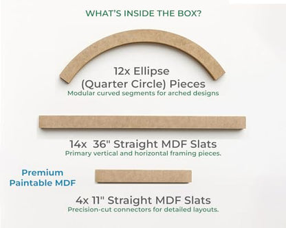 Birdeco Arch MDF Wall Molding Kit, Pre-Cut Paintable Wainscoting & Trim