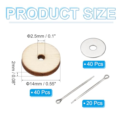 PATIKIL 14mm Doll Joints, 20 Set Removable Cotter Pin Joints Connector and Fiberboard Tray for Bear Limbs Making Head Joints DIY Crafts Accessories - size: 14mm