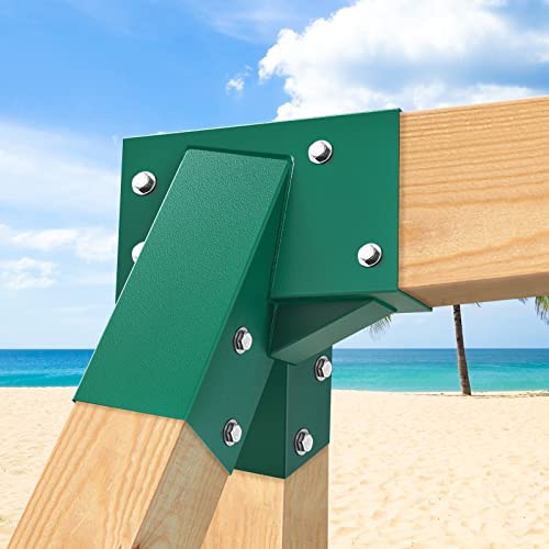 BeneLabel A-Frame 2 Swing Set Brackets, Heavy Duty Steel Swing Set Hardware with Mounting Hardware, DIY Swing Set End Bracket Swing Set Kit for 2 (4x4) Legs & 1 (4x6) Beam, Green - color: Both Ends Swing Set Bracket