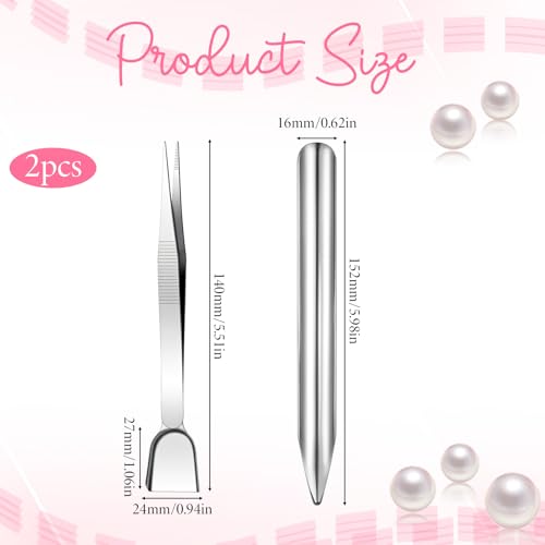 FdcLixuvol 2 Pcs Bead Scoop Set, Small Bead Shovel Stainless Steel Jewelry Tweezers with Scoop Portable Beading Tweezers Tool Scoops for Making Jewelry Bracelet Necklace Earring DIY Crafts Supplies - style: Compact