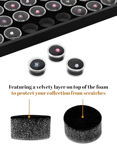 Novel Box 50 Small Gem Jars with Black Foam Gemstone Tray 14.5x7.8x0.75 - color: Black Foam Liner With 50 Gem Jars