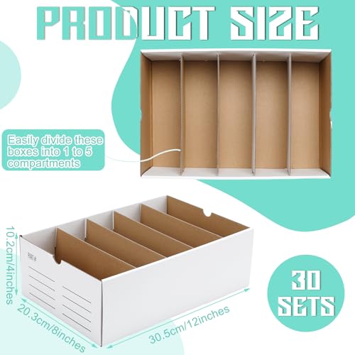 Teenyyou 30 Set Cardboard Parts Bin with Dividers, White, 12 x 8 x 4 Inches - color: White, size: 12 x 8 x 4 Inches