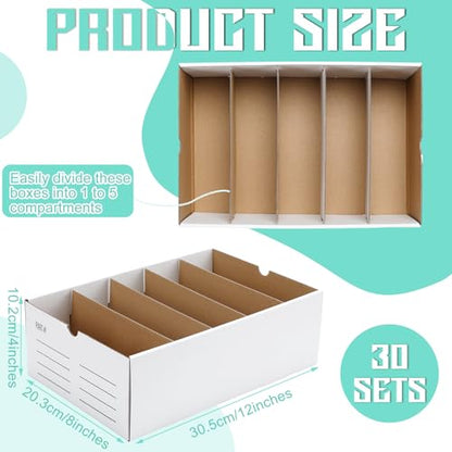 Teenyyou 30 Set Cardboard Parts Bin with Dividers, White, 12 x 8 x 4 Inches - color: White, size: 12 x 8 x 4 Inches
