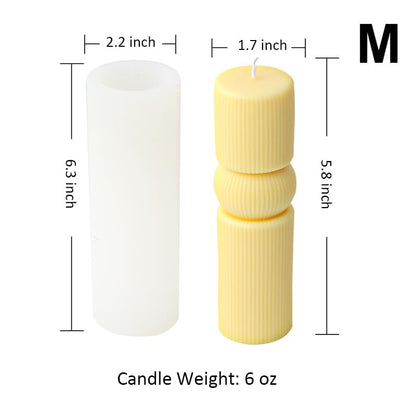 Geometric Striped Pillar Silicone Soap Resin Candle Mold DIY Column Craft M - size: Stripe M