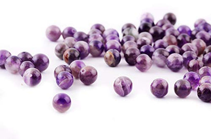 Natural Stone Beads 100pcs Round Genuine Real Stone Beading Loose Gemstones Hole Size 1mm DIY Smooth Bead for Bracelet Necklace Earrings Jewelry Making (Amethyst Purple, 6mm) - color: Amethyst Purple, size: 6mm