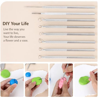 Tovotum 14PCS Ceramic Pottery Clay Sculpting Carving Modeling Tools Set