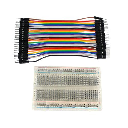 Breadboard Jumper Wires Kit Include 400 Tie Points Breadboards Male-Male 10CM 40Pin Jumper Wire - color: 400TieBreadboard-JpWire40Pin